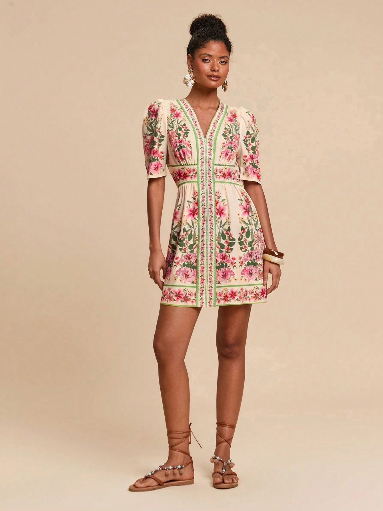 Boho Woven Graphic Print Mini Dress – Summer, Beach & Festival Style