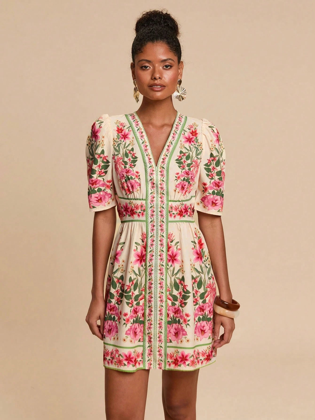 Boho Woven Graphic Print Mini Dress – Summer, Beach & Festival Style