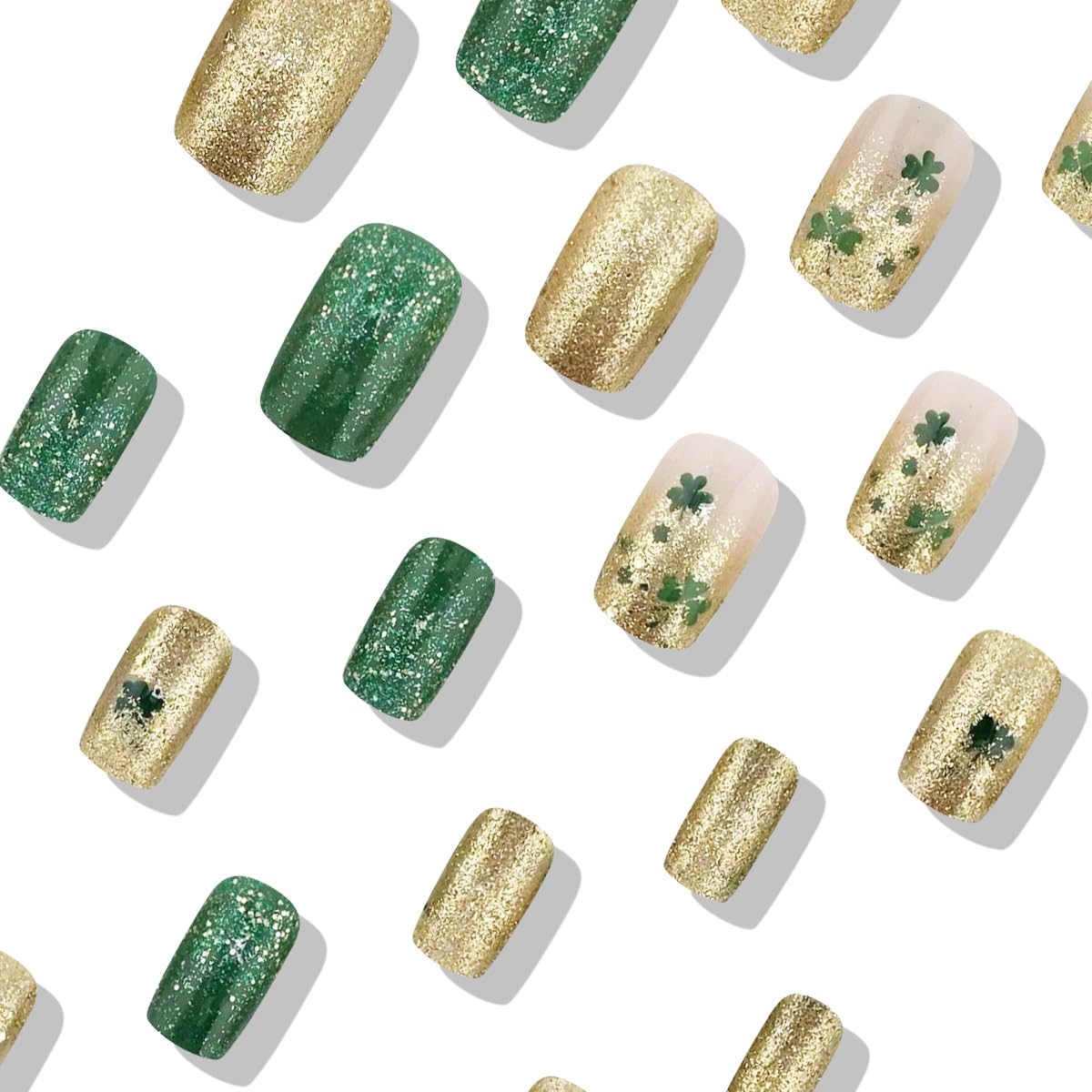 Square Press-On Nails – Purple Floral Medium Fake Nails, Glossy Full Cover 24PCS