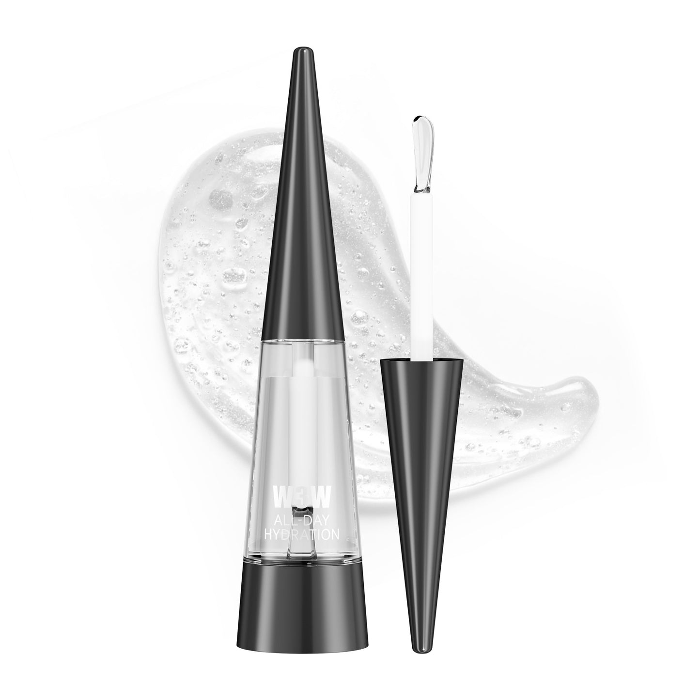 Black and clear lava lamp with a white background