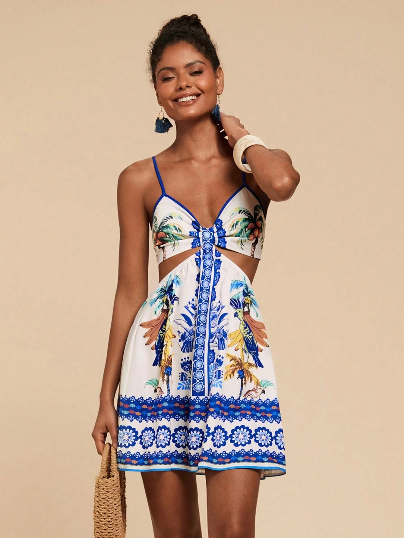 Travachic Women’s Tropical Cutout Spaghetti Strap Dress – Boho Summer Vacation & Beachwear Outfit