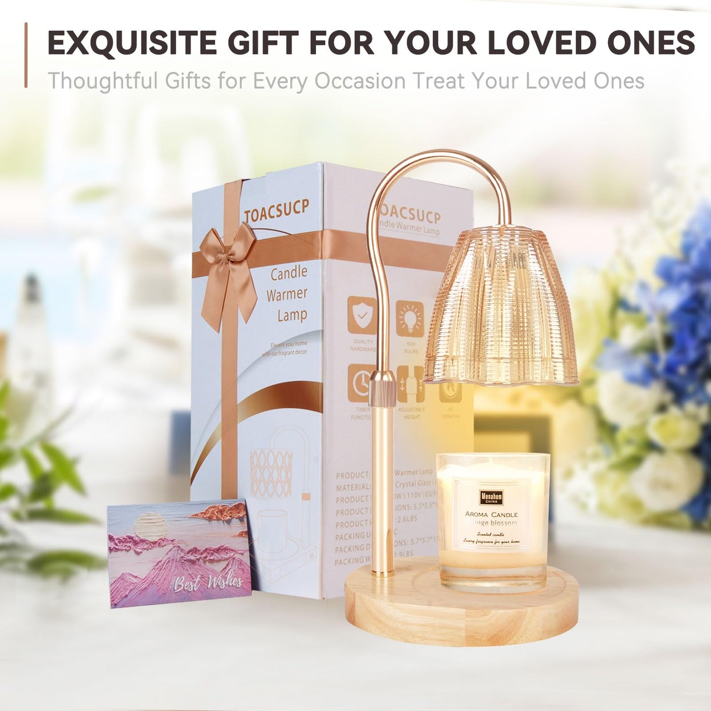Candle Warmer Lamp with Timer – Dimmable Adjustable Height Candle Melter with Bulbs