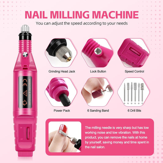 Acrylic Nail Kit for Beginners – Complete Nail Set with Drill, Nail Lamp & Decorations