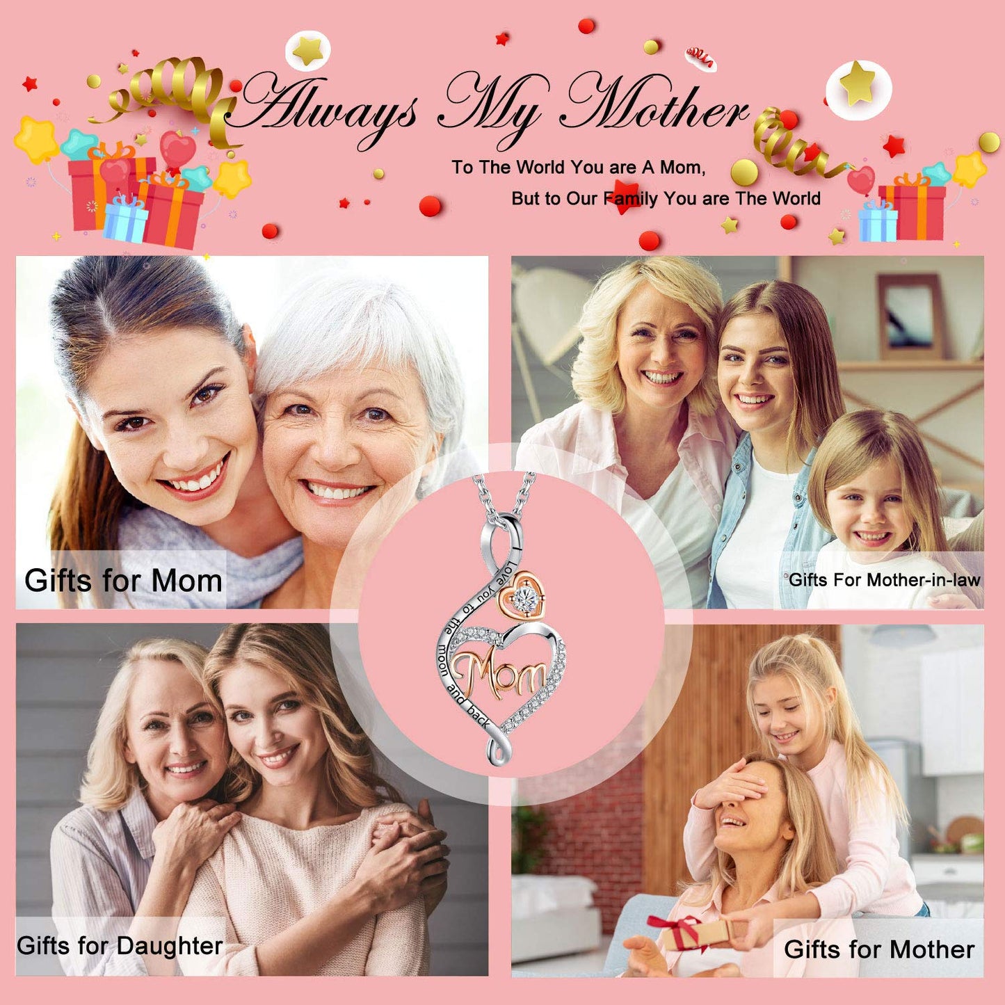 Sterling Silver Mom Necklace – Mother’s Day Jewelry Gift for Mom Grandma Nana