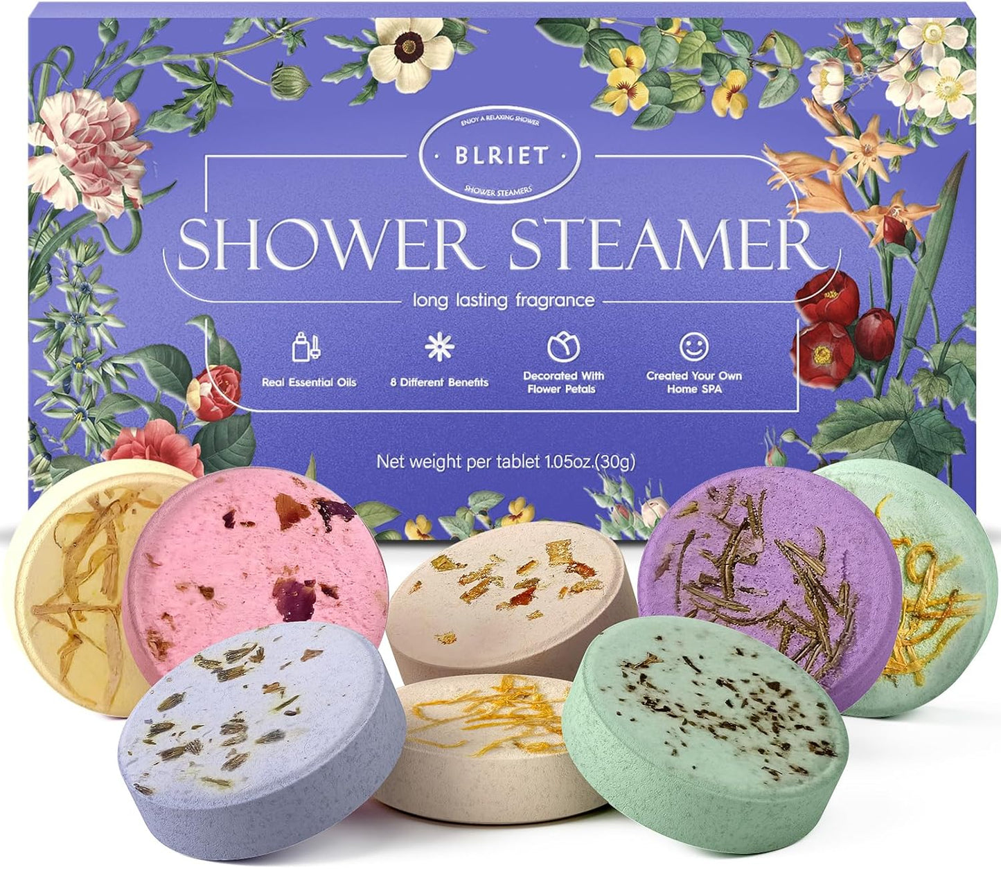 Shower Steamers Aromatherapy 8 Pack Gifts for Women, Birthday Christmas White Elephant Gifts Stocking Stuffers for Adults Her Mom Him Home Spa Gym Natural Essential Oil Self Care Relaxation