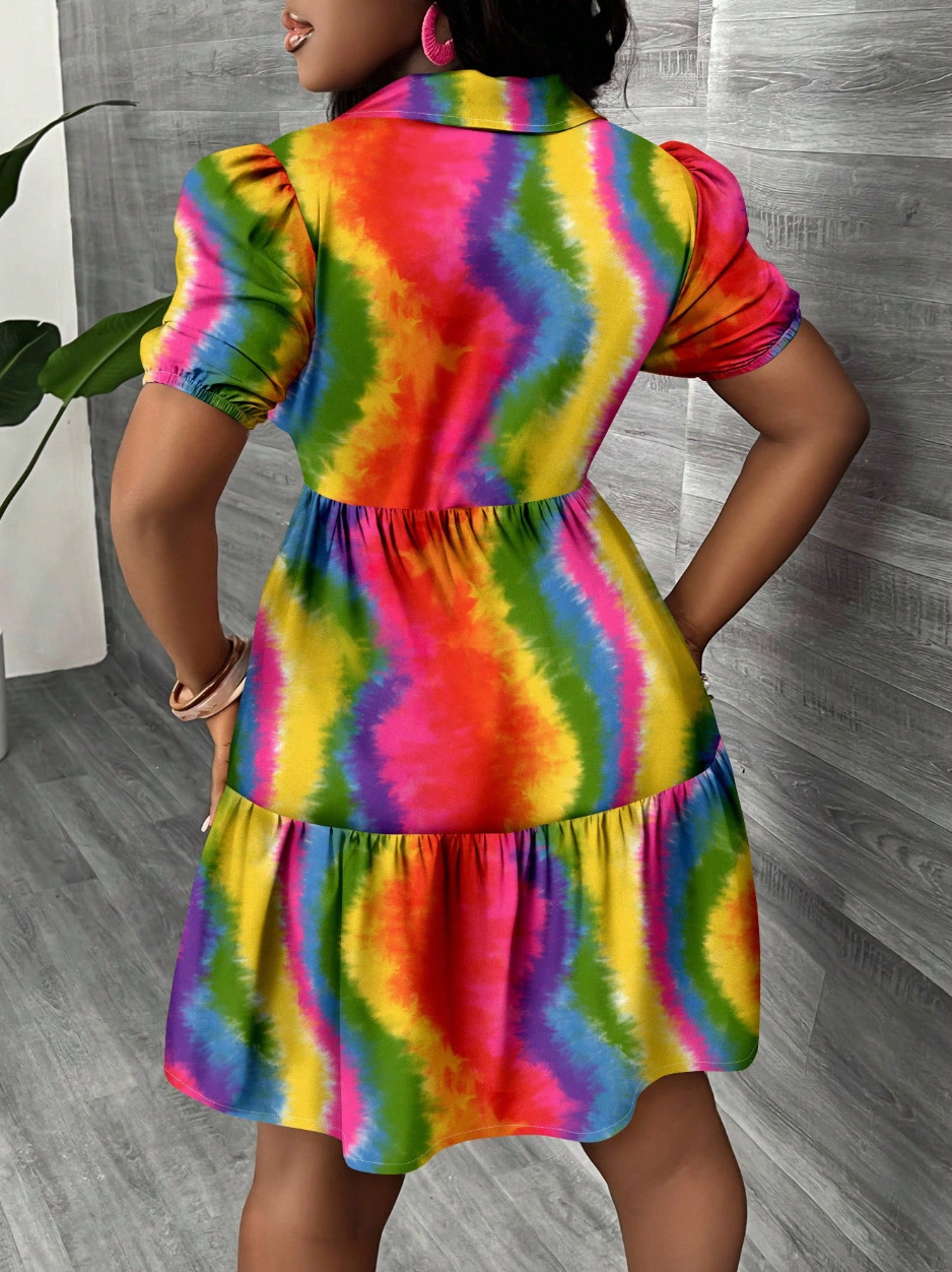 Slaydiva Women's Tie-Dye Floral Mini Dress – Casual Summer Vacation Style, Lightweight & Trendy Going-Out Dress