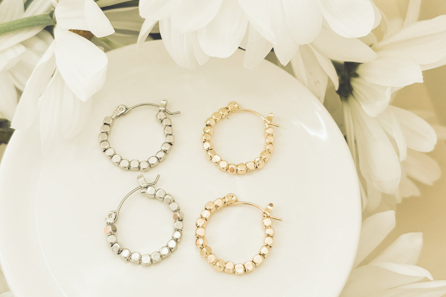 Gold or Silver Glimmer Hoop Earrings, Sparkling Statement Earrings, Elegant Everyday Jewelry, Gift for Her