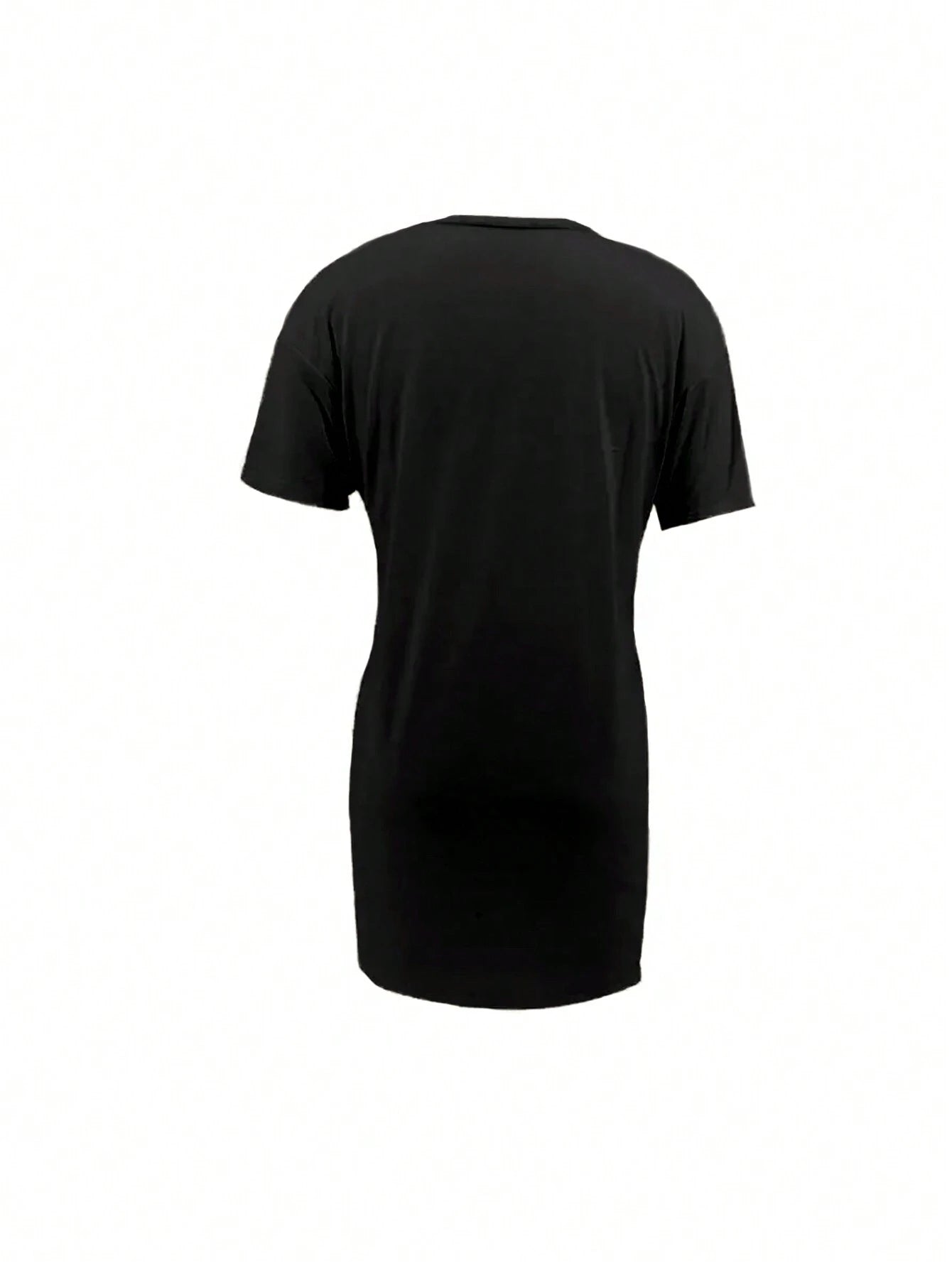 Rovax Women'S Solid Color Short Sleeve Casual Dress with Slit Hem, Summer