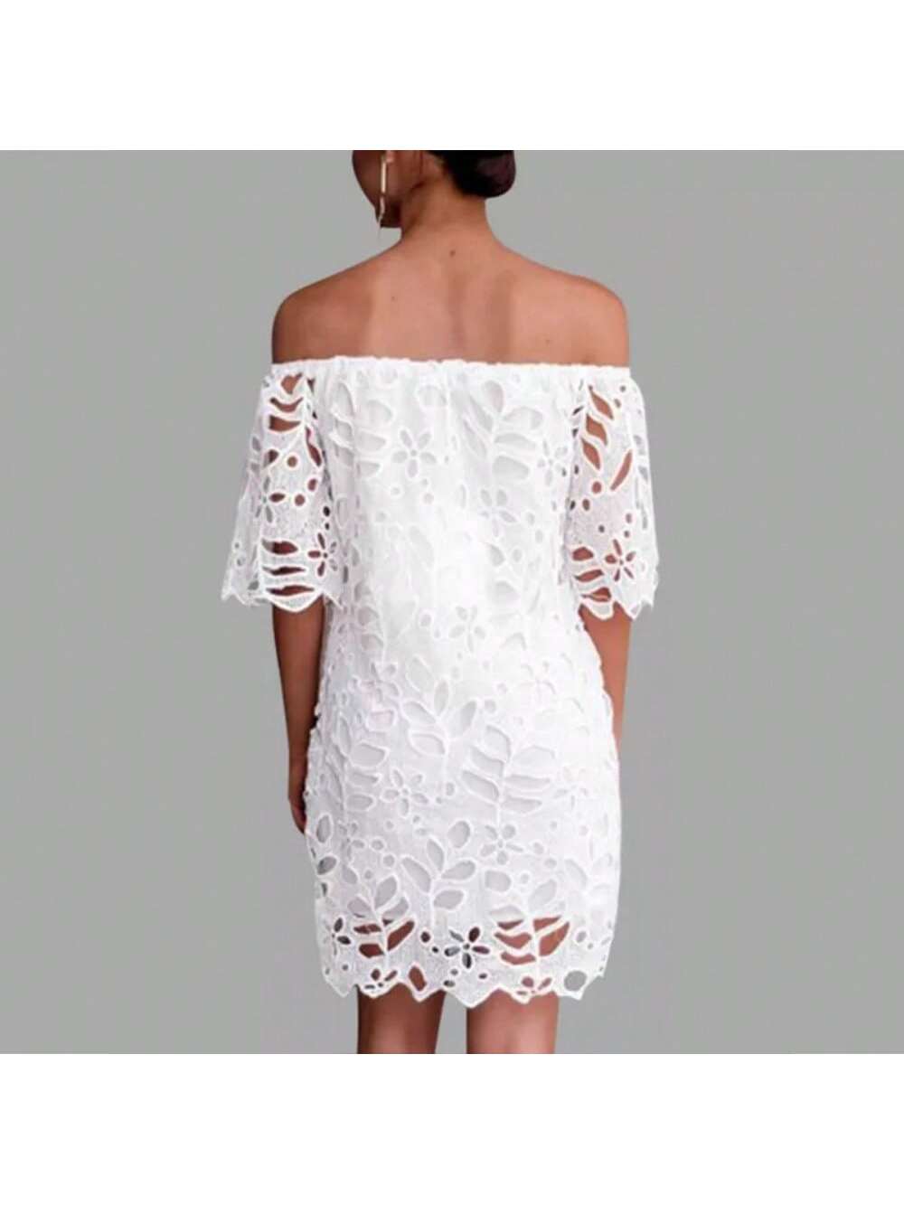 2025 Spring and Summer New European and American Lace Lace Medium Sleeve Commuter Dress Tube Top Short Skirt