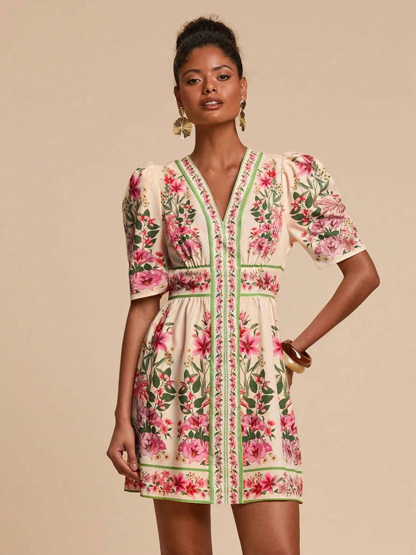Boho Woven Graphic Print Mini Dress – Summer, Beach & Festival Style