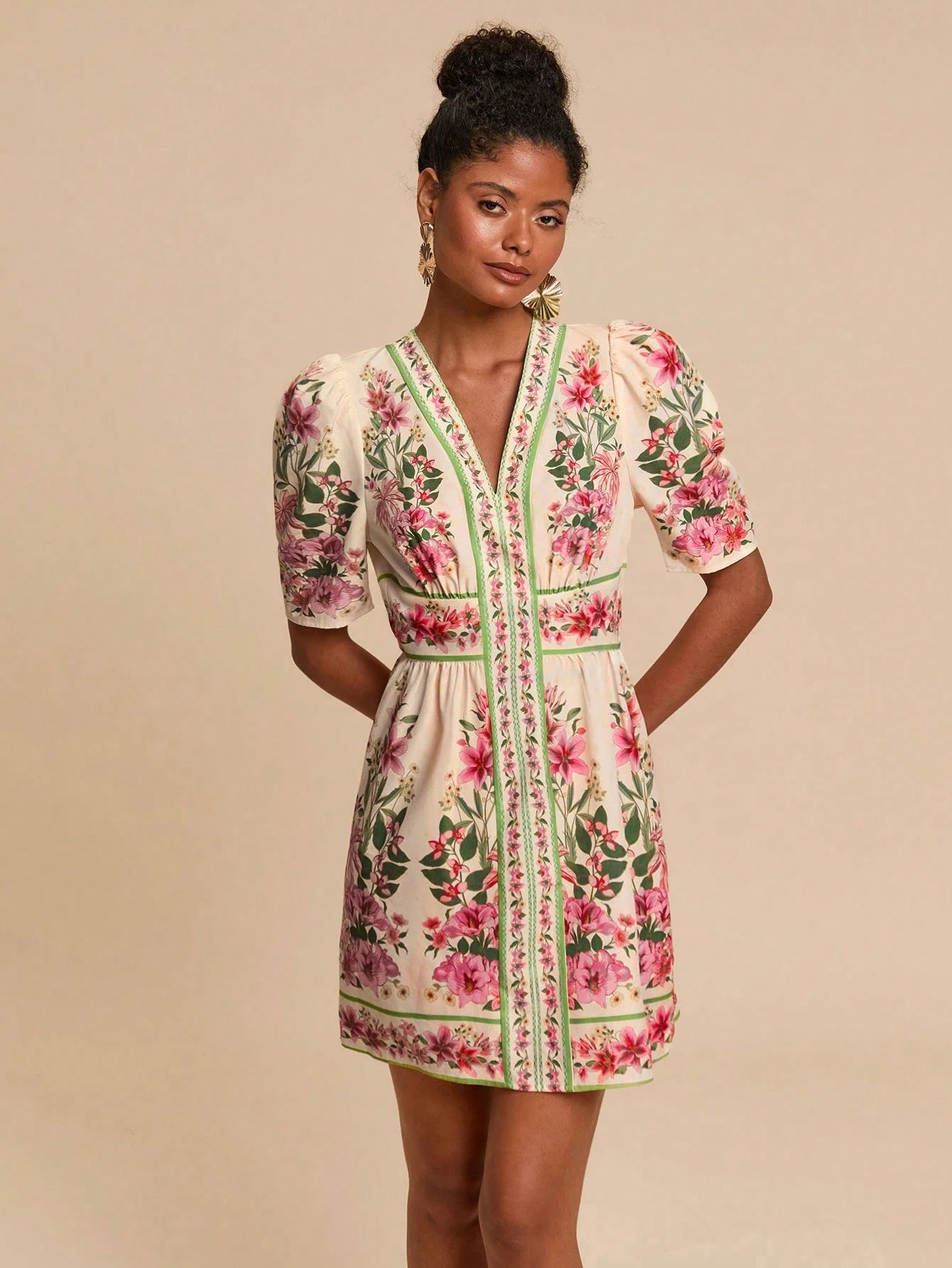 Boho Woven Graphic Print Mini Dress – Summer, Beach & Festival Style