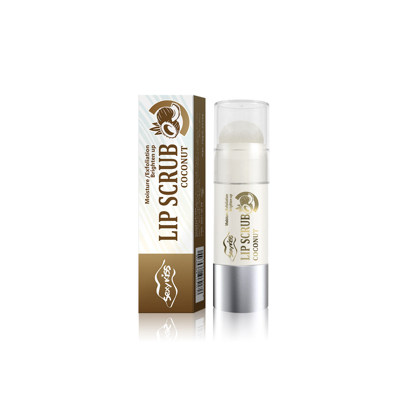 Lip scrub packaging with a white background