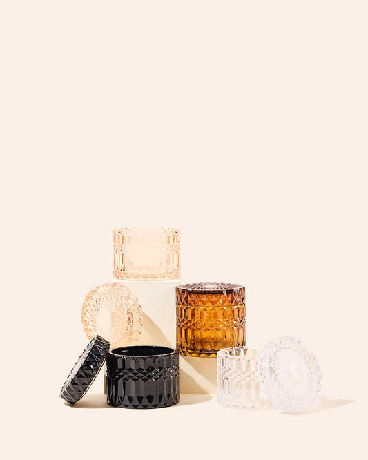 7 oz Posh Glass Candle Vessels with Lids, Set of 6