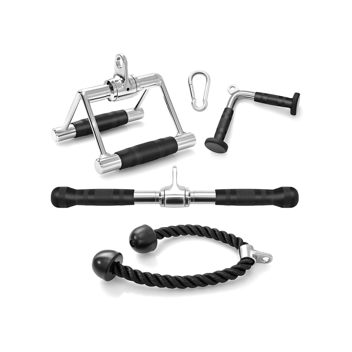 4-Piece Cable Machine Attachment Set, Home Gym Pulley Handles for Strength Training