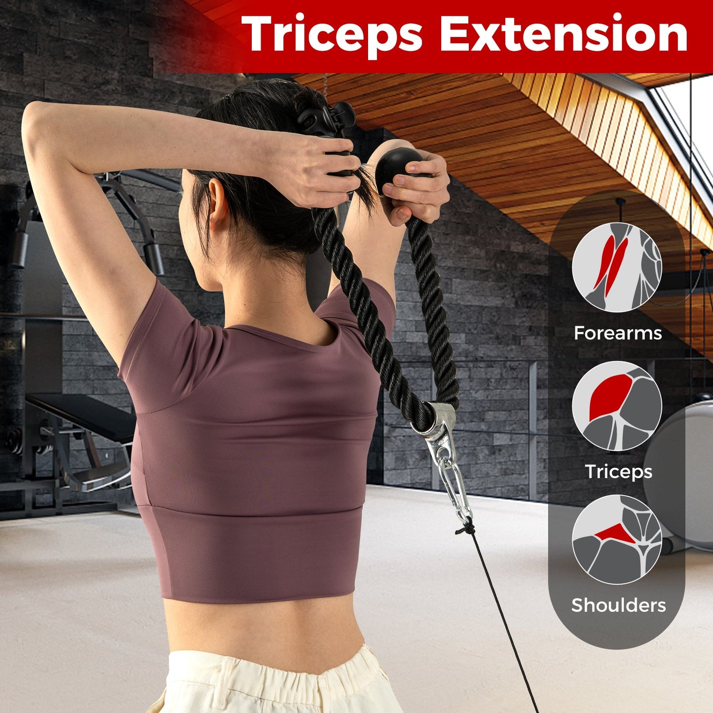 4-Piece Cable Machine Attachment Set, Home Gym Pulley Handles for Strength Training