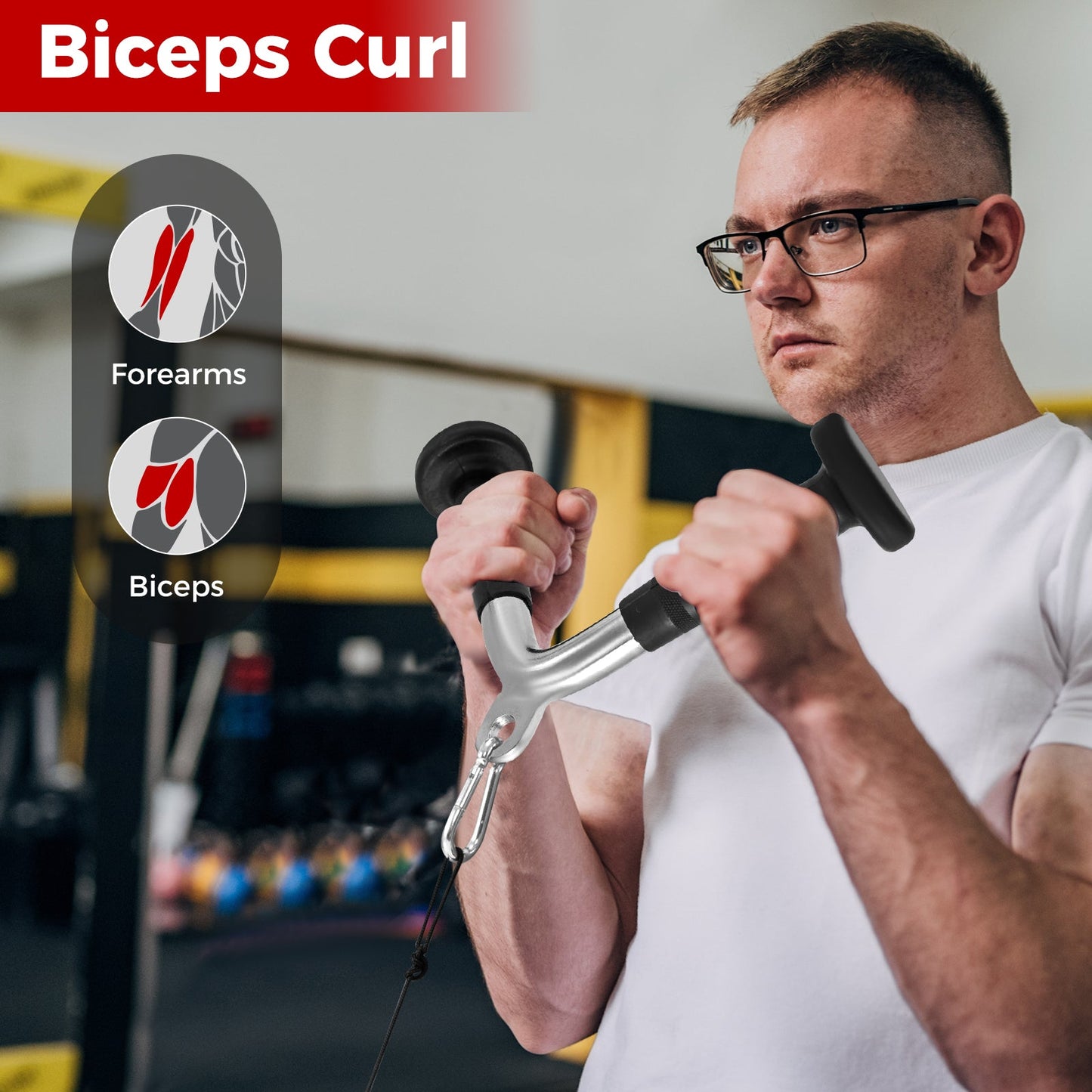 4-Piece Cable Machine Attachment Set, Home Gym Pulley Handles for Strength Training
