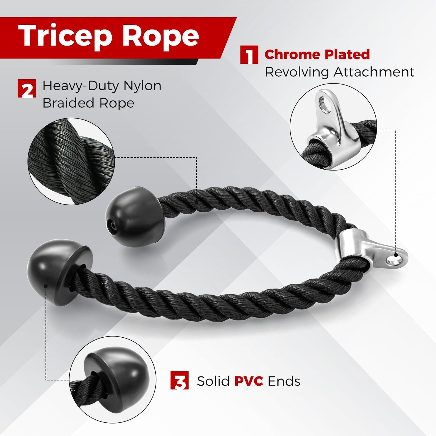 4-Piece Cable Machine Attachment Set, Home Gym Pulley Handles for Strength Training