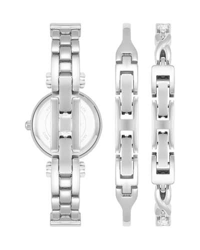 Anne Klein Women’s Crystal Accented Bangle Watch & Bracelet Set – Elegant Gold-Tone Jewelry Set