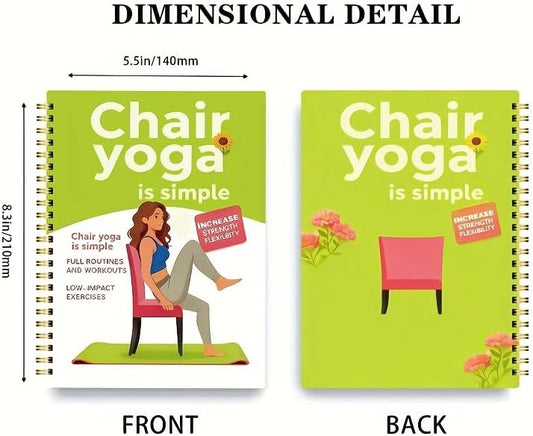 30-Day Chair Yoga Guide Book for Beginners, 60 Workouts for Weight Loss & Flexibility, Spiral Bound Senior Exercise Book (5.5x8.3 Inch, Green)