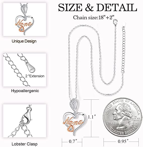 Sterling Silver Mom Necklace – Mother’s Day Jewelry Gift for Mom Grandma Nana