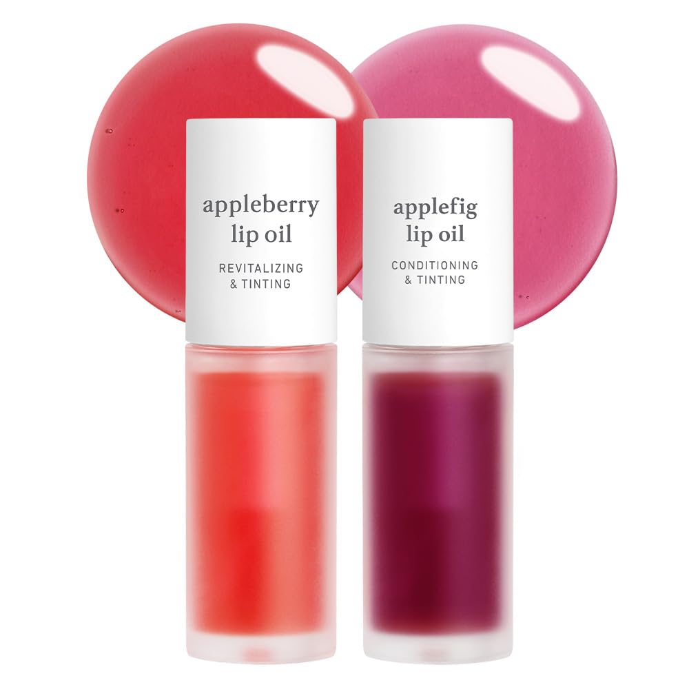 Korean Lip Oil - Appleginseng | Lip Stain, Gift, Long-Lasting, Moisturizing, Plumping, Revitalizing for Dry Lips, Waterproof, No Peel Off, Korean Lip Tint 0.12 Fl Oz