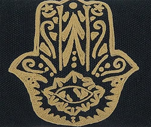 Fennco Styles Hamsa Hand Embroidered Tassel Pillow, 20 x 20
