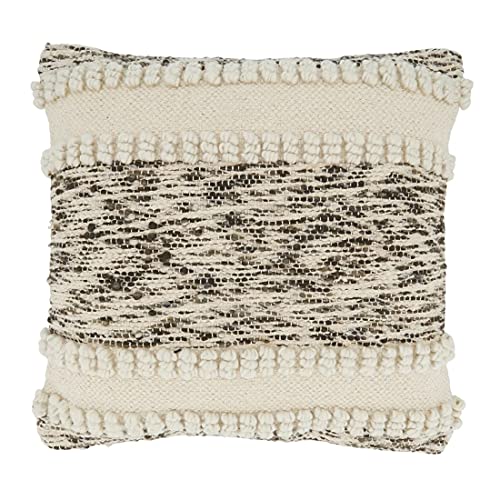 Fennco Styles Ivory Woven Textured Pillow Cover, 18 x 18