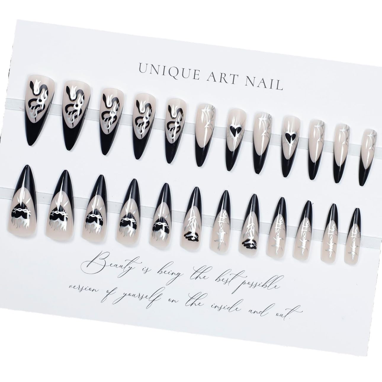 3D Pink Almond Press-On Nails – Medium French Tip Glossy Floral Fake Nails 2