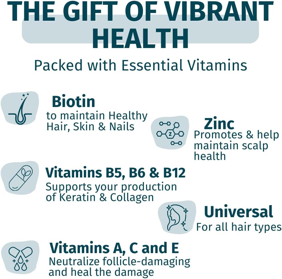 Hair Skin and Nails Gummies - Supports Healthy Hair - Vegan Biotin Vitamins for Women & Men Supports Faster Hair Growth, Stronger Nails, Healthy Skin, Extra Strength (1)