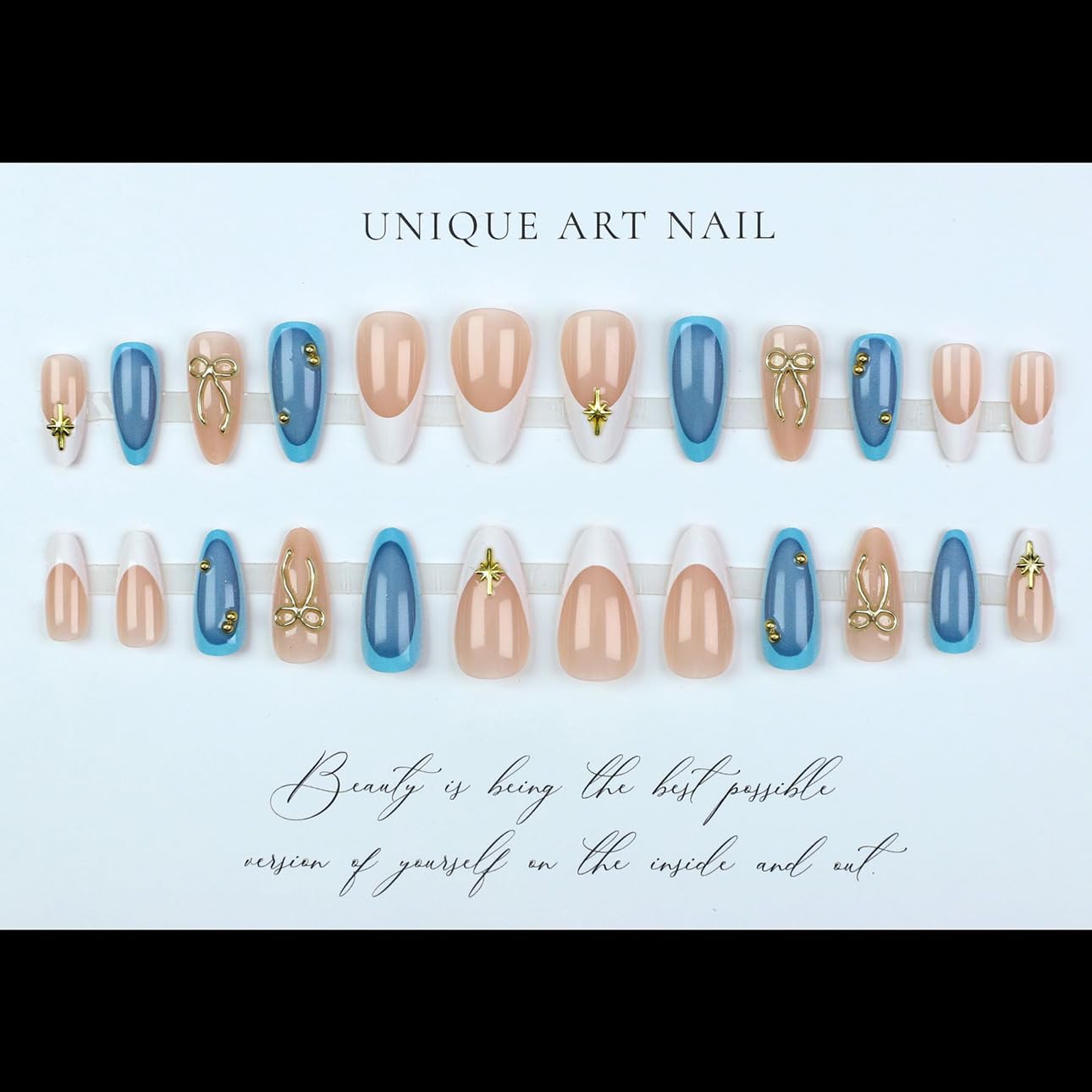 3D Pink Almond Press-On Nails – Medium French Tip Glossy Floral Fake Nails 2