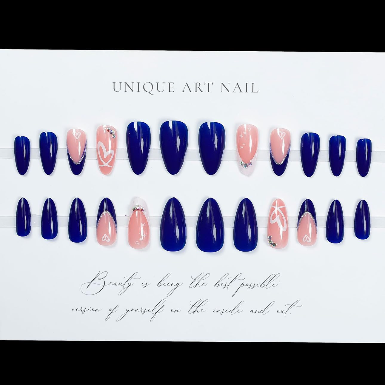 3D Pink Almond Press-On Nails – Medium French Tip Glossy Floral Fake Nails 2