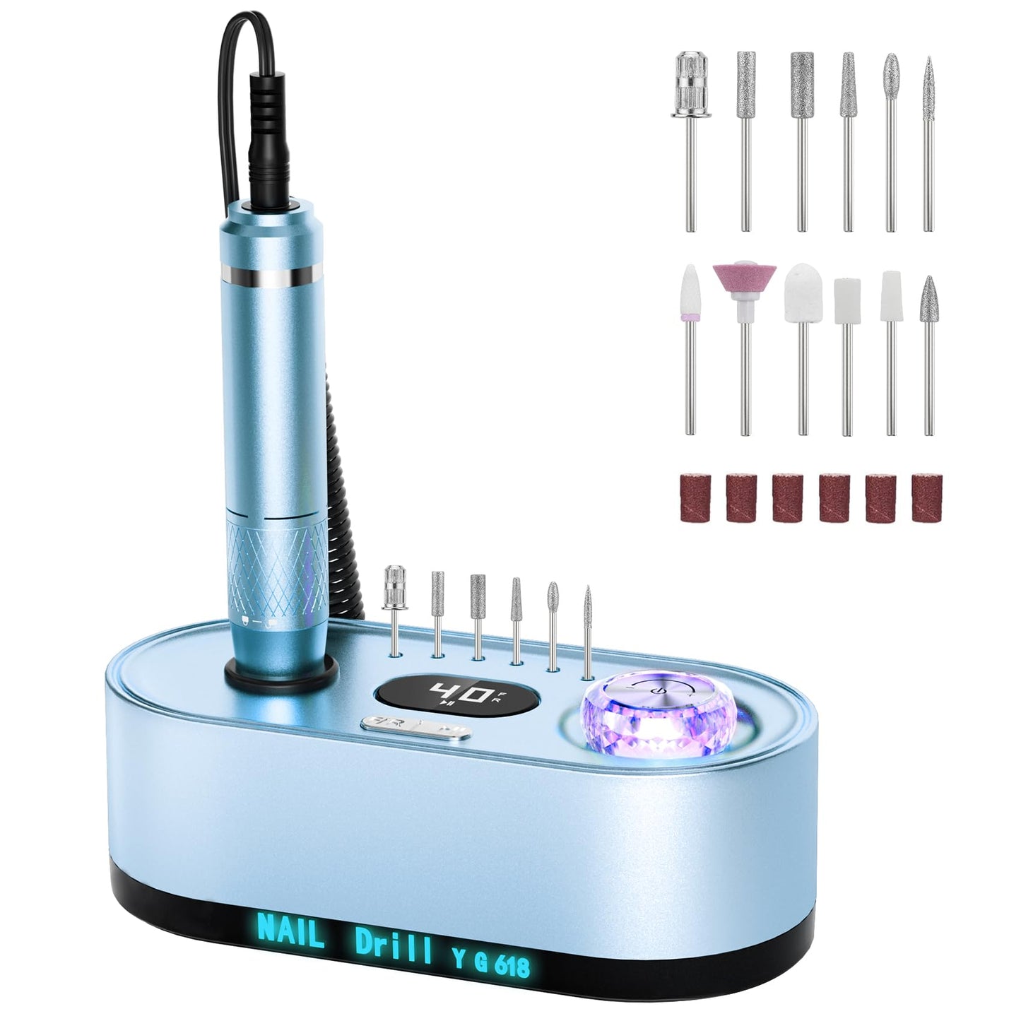 40000RPM Electric Nail Drill Kit – Professional Nail File Machine with LCD Display