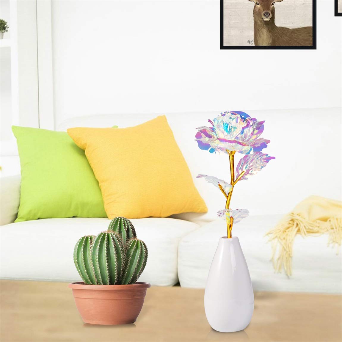 Artificial Rose Flower Gift with Vase – Elegant Decorative Gift for Mom, Wife or Her
