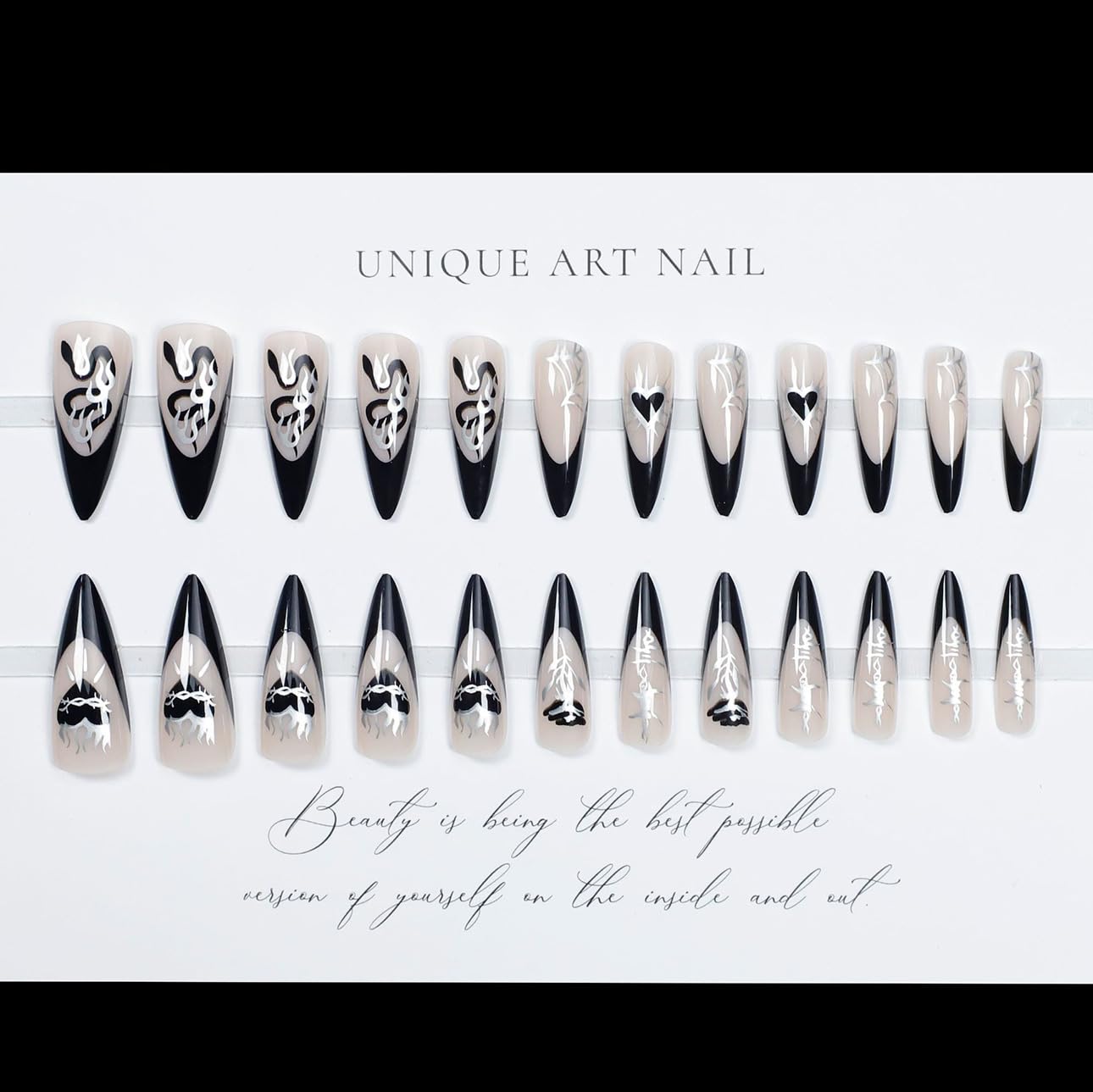 3D Pink Almond Press-On Nails – Medium French Tip Glossy Floral Fake Nails 2
