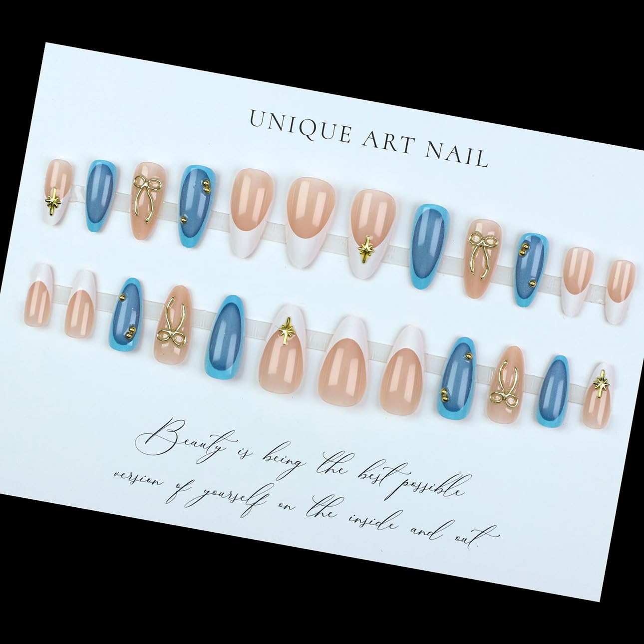 3D Pink Almond Press-On Nails – Medium French Tip Glossy Floral Fake Nails 2