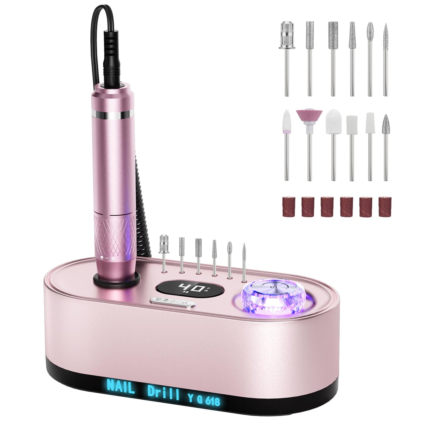 40000RPM Electric Nail Drill Kit – Professional Nail File Machine with LCD Display
