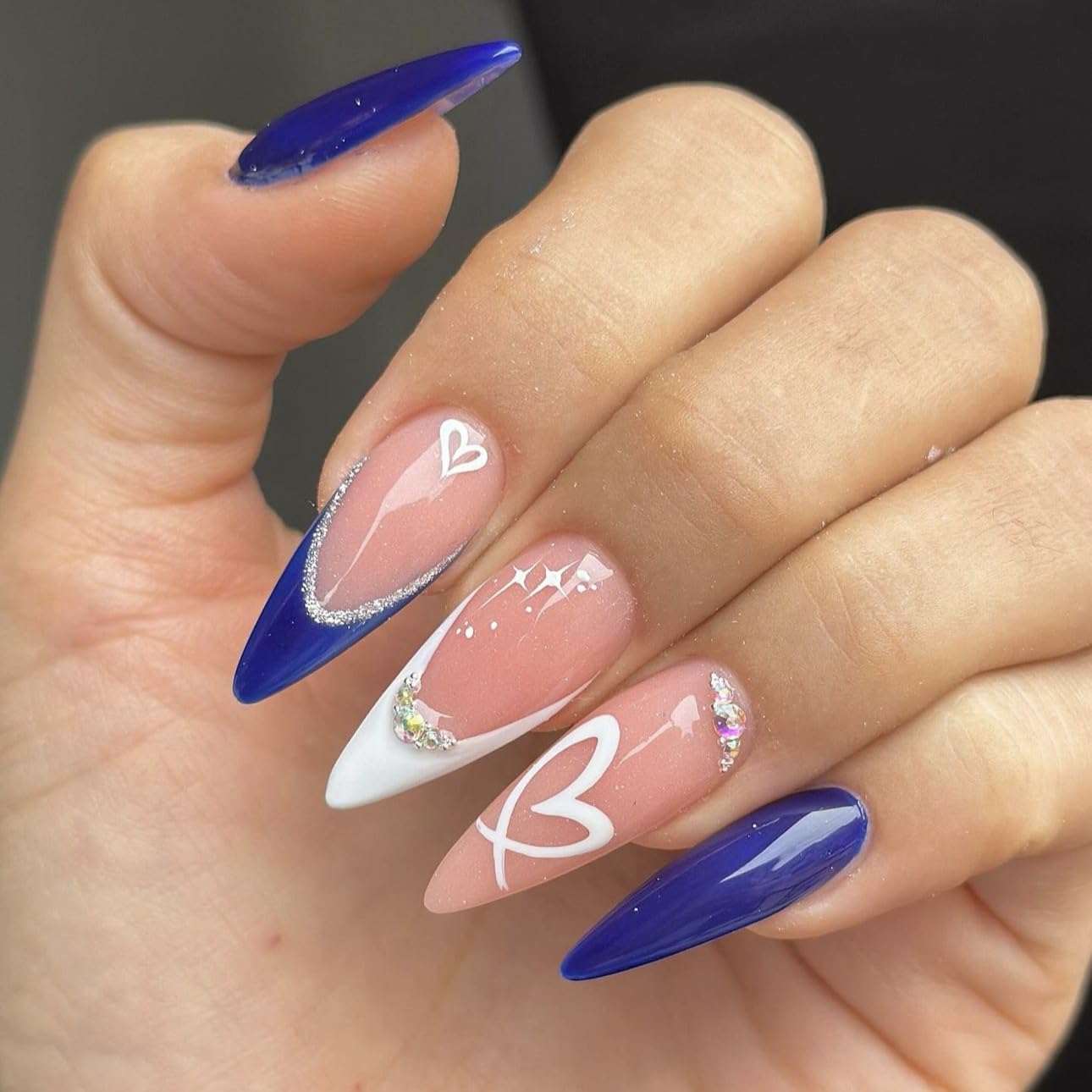 3D Pink Almond Press-On Nails – Medium French Tip Glossy Floral Fake Nails 2