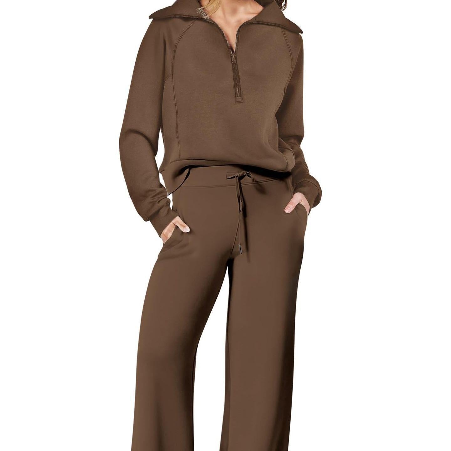 Women Zip Up Hoodie Set Two Piece Sweatsuit with Thumb Holes Casual Fall Outfit