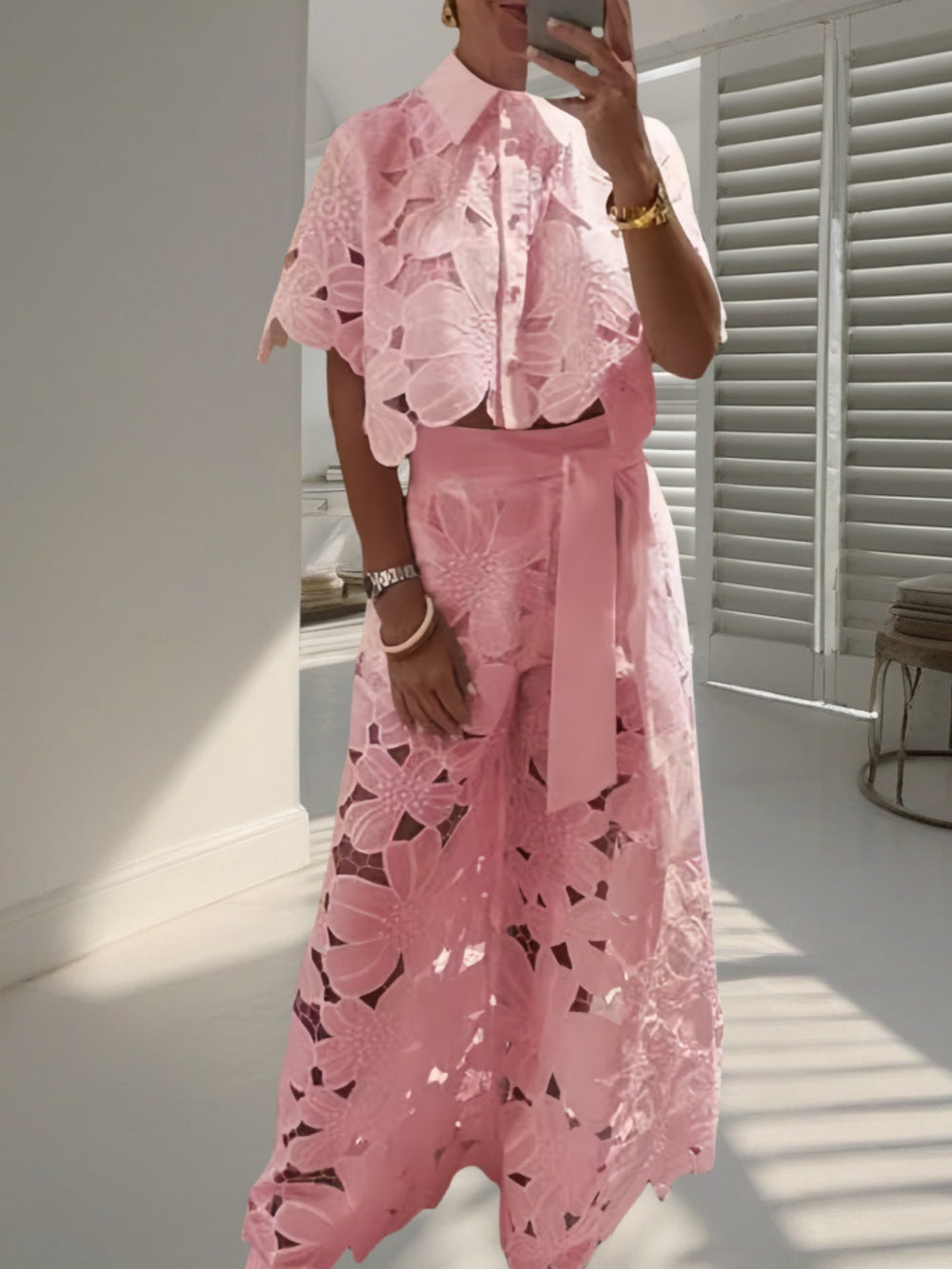 Women’s Cardigan and Wide Leg Pants Set Casual Two Piece Outfit