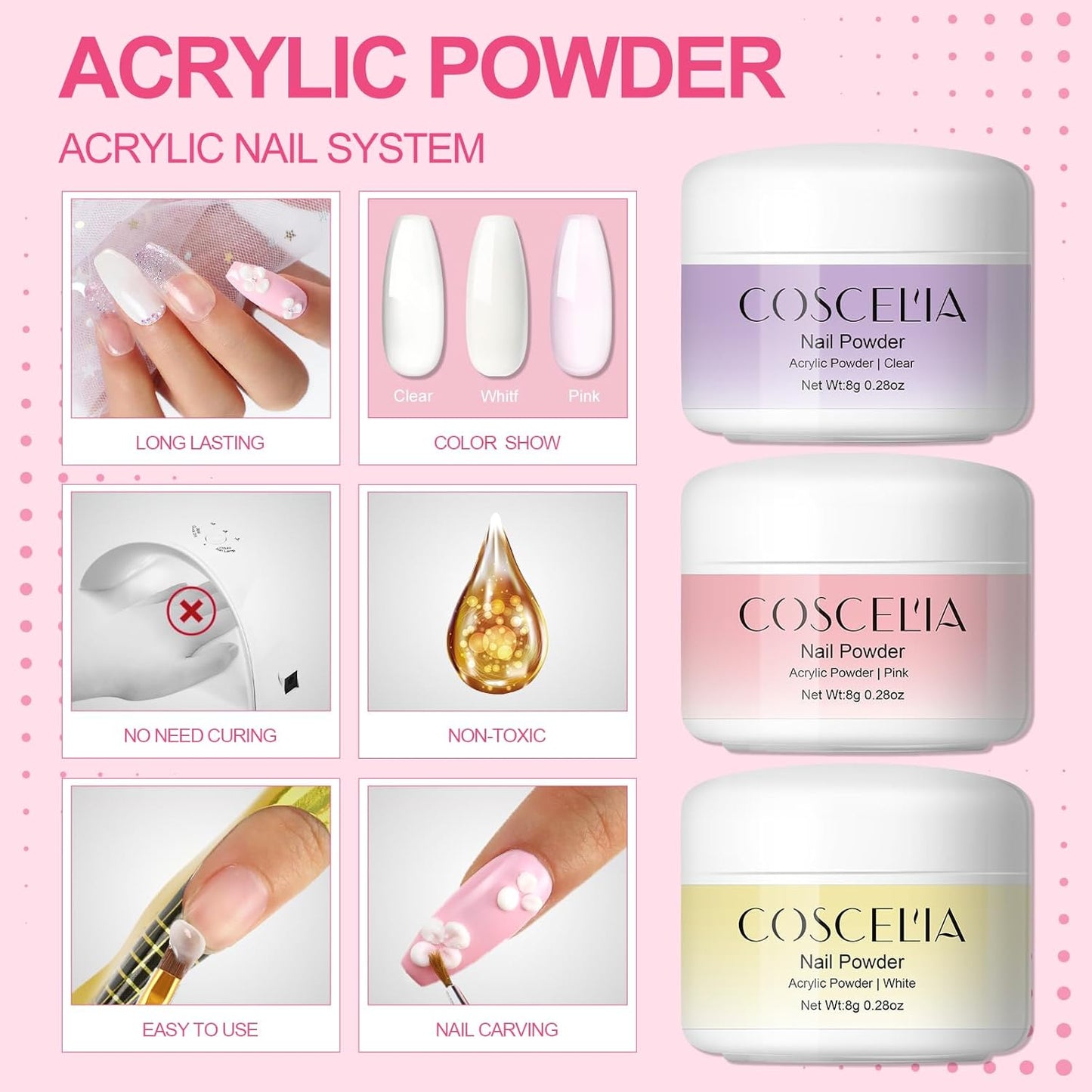 Acrylic Nail Kit for Beginners – Complete Nail Set with Drill, Nail Lamp & Decorations