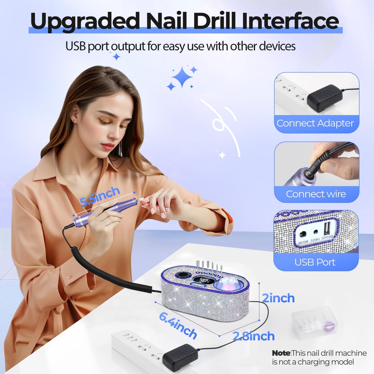 40000RPM Electric Nail Drill Kit – Professional Nail File Machine with LCD Display
