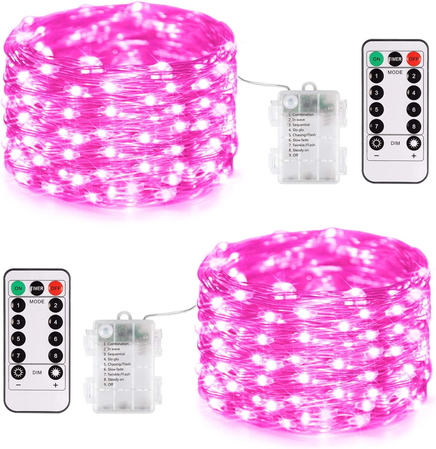 2 Pack Fairy Lights Battery Operated with Remote, Total 400 LED 132Ft Battery Powered String Lights, Christmas Twinkle Lights for Bedroom Indoor Outdoor Patio Tree Christmas Decor, Warm White