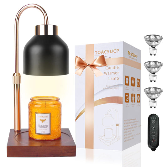 Candle Warmer Lamp with Timer – Dimmable Adjustable Height Candle Melter with Bulbs