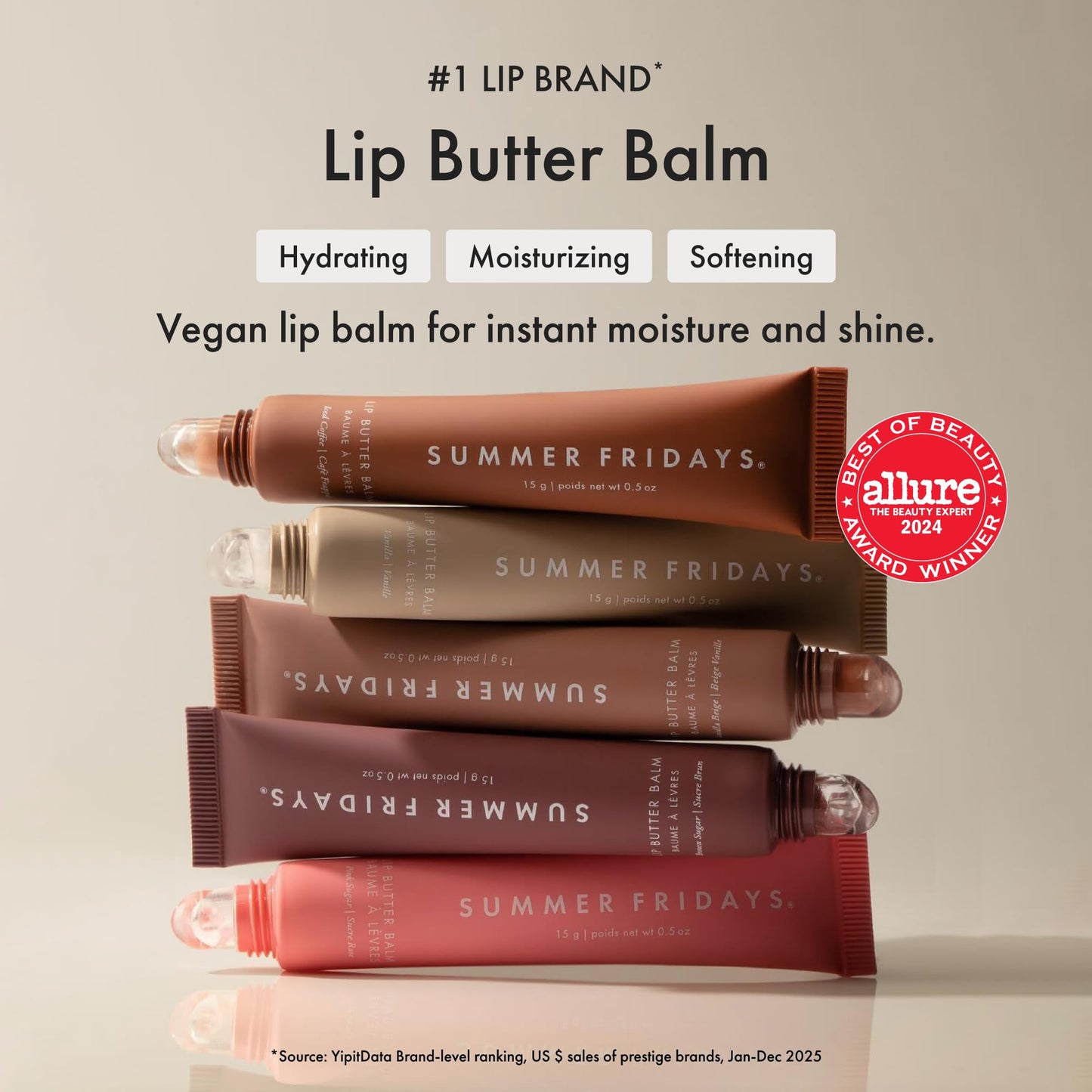 Summer Fridays Tinted Lip Butter Balm – Hydrating Glossy Lip Balm with Sheer Pink Finish