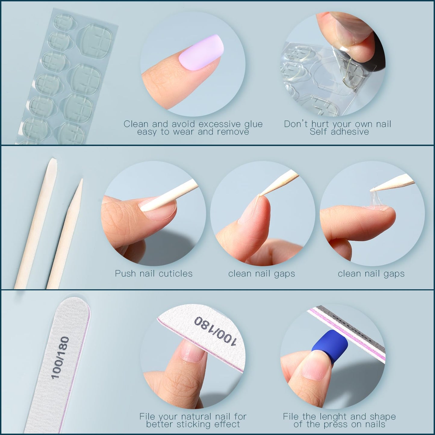 Press on Nails Set 576PCS 24 Colors Short Square Matte Glossy Glitter Natural Fit Lightweight Fake Nails for Nail Art