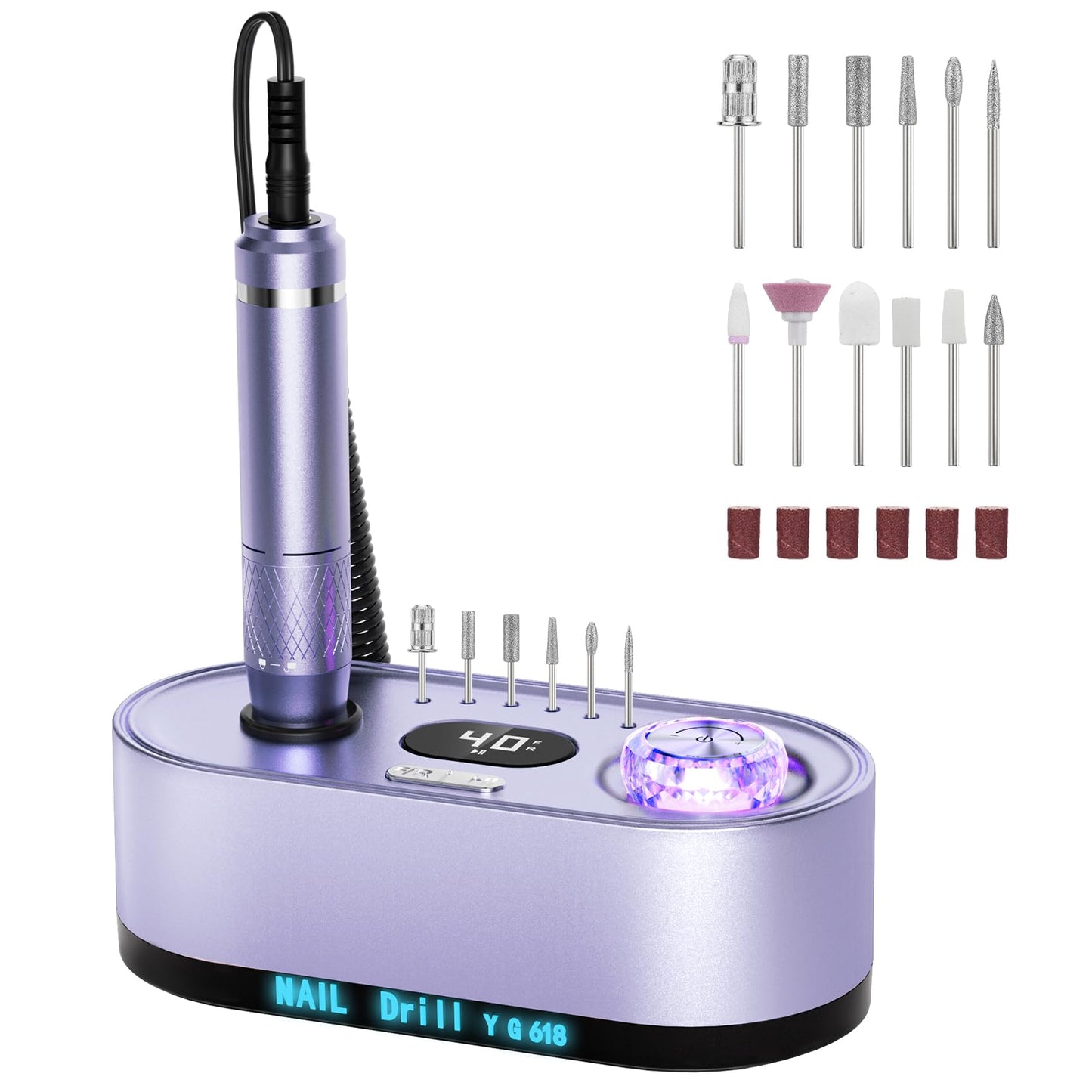 40000RPM Electric Nail Drill Kit – Professional Nail File Machine with LCD Display