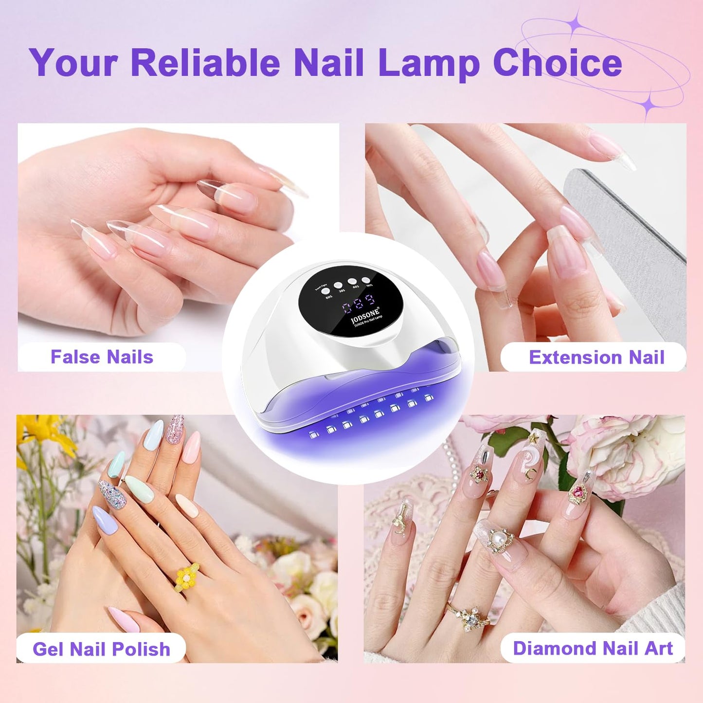 UV LED Nail Lamp – Gel Nail Dryer with Auto Sensor, LCD Display & 4 Timer Setting
