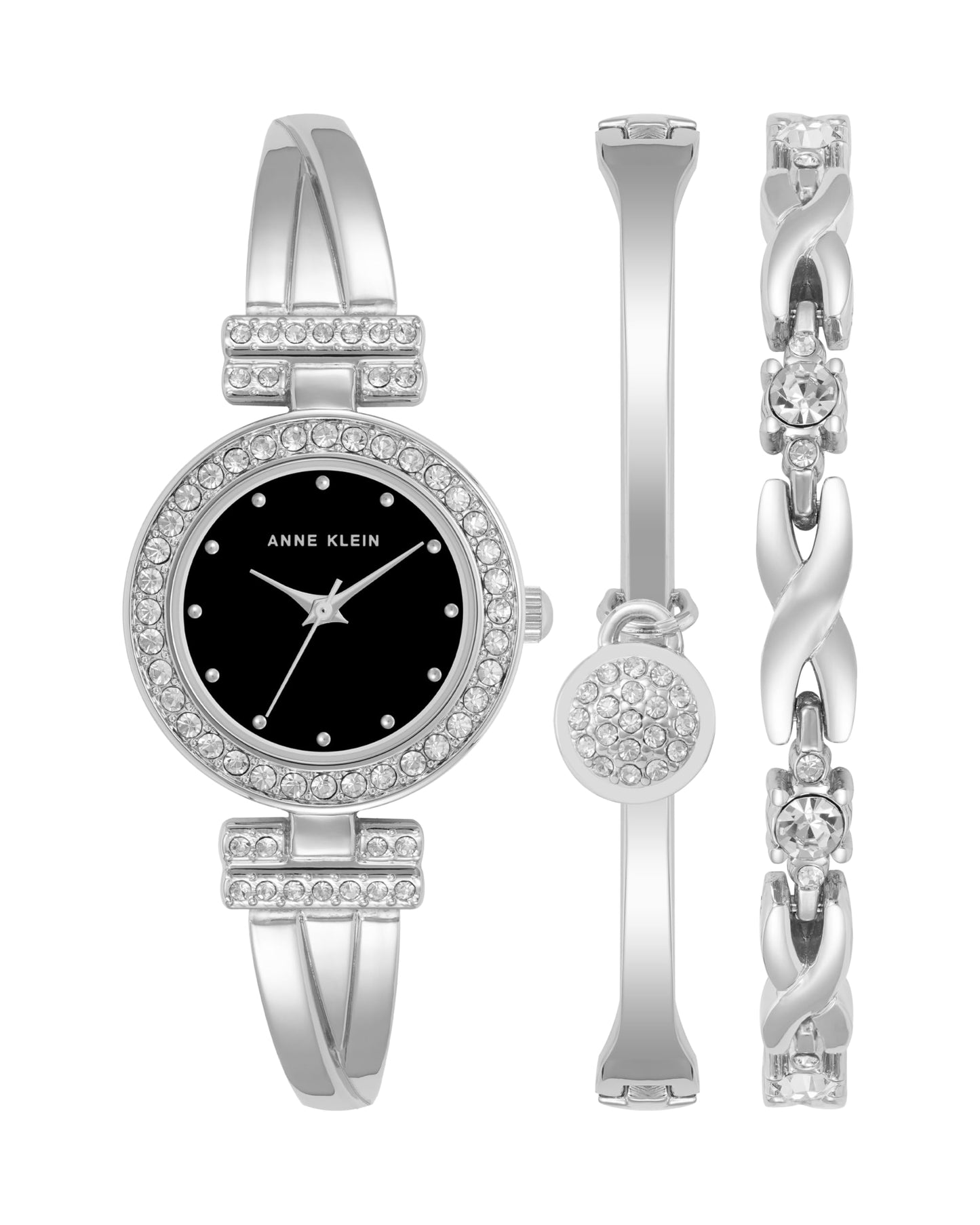 Anne Klein Women’s Crystal Accented Bangle Watch & Bracelet Set – Elegant Gold-Tone Jewelry Set