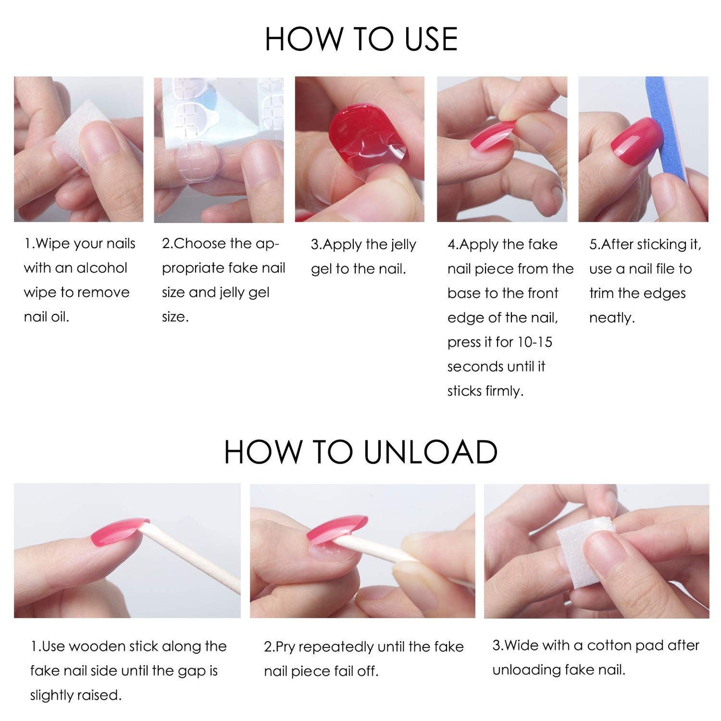 3D Pink Almond Press-On Nails – Medium French Tip Glossy Floral Fake Nails 2