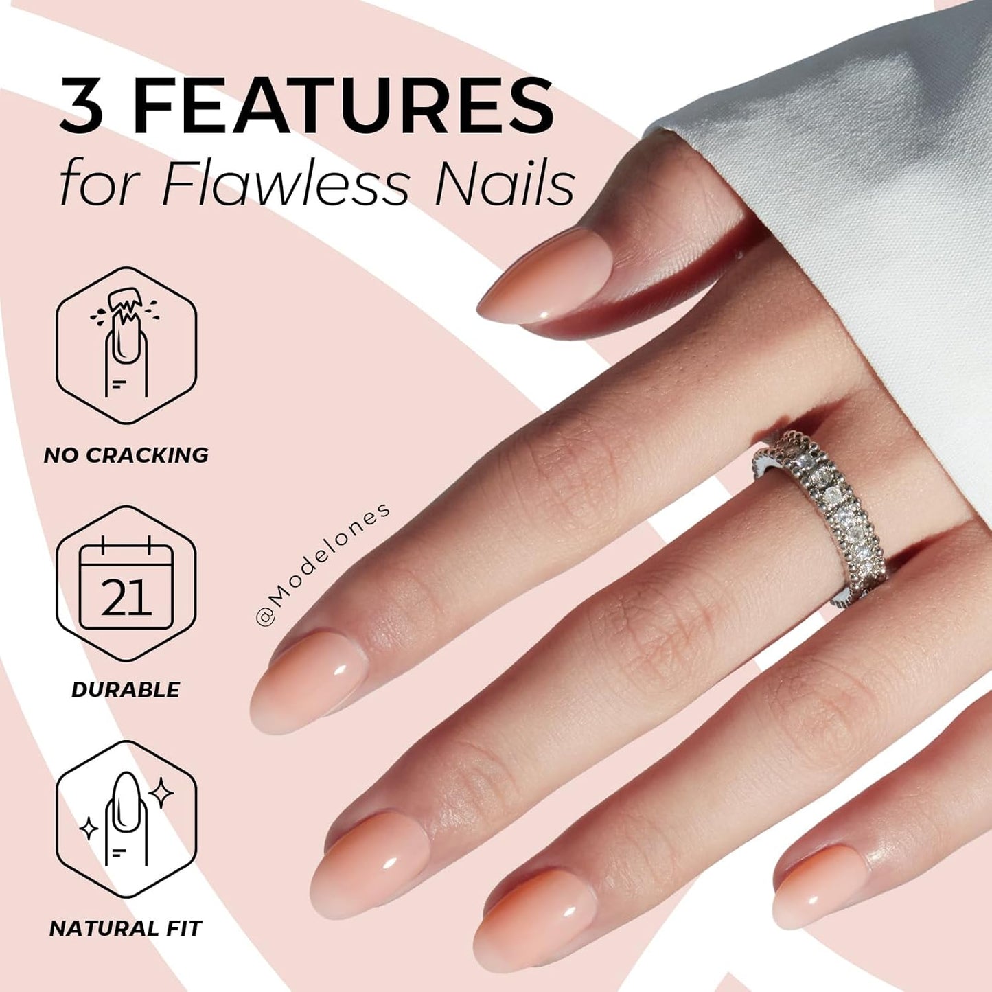Short Oval Press-On Nails Kit – 32PCS Fake Nails with Glue & Adhesive Tabs for DIY Manicure